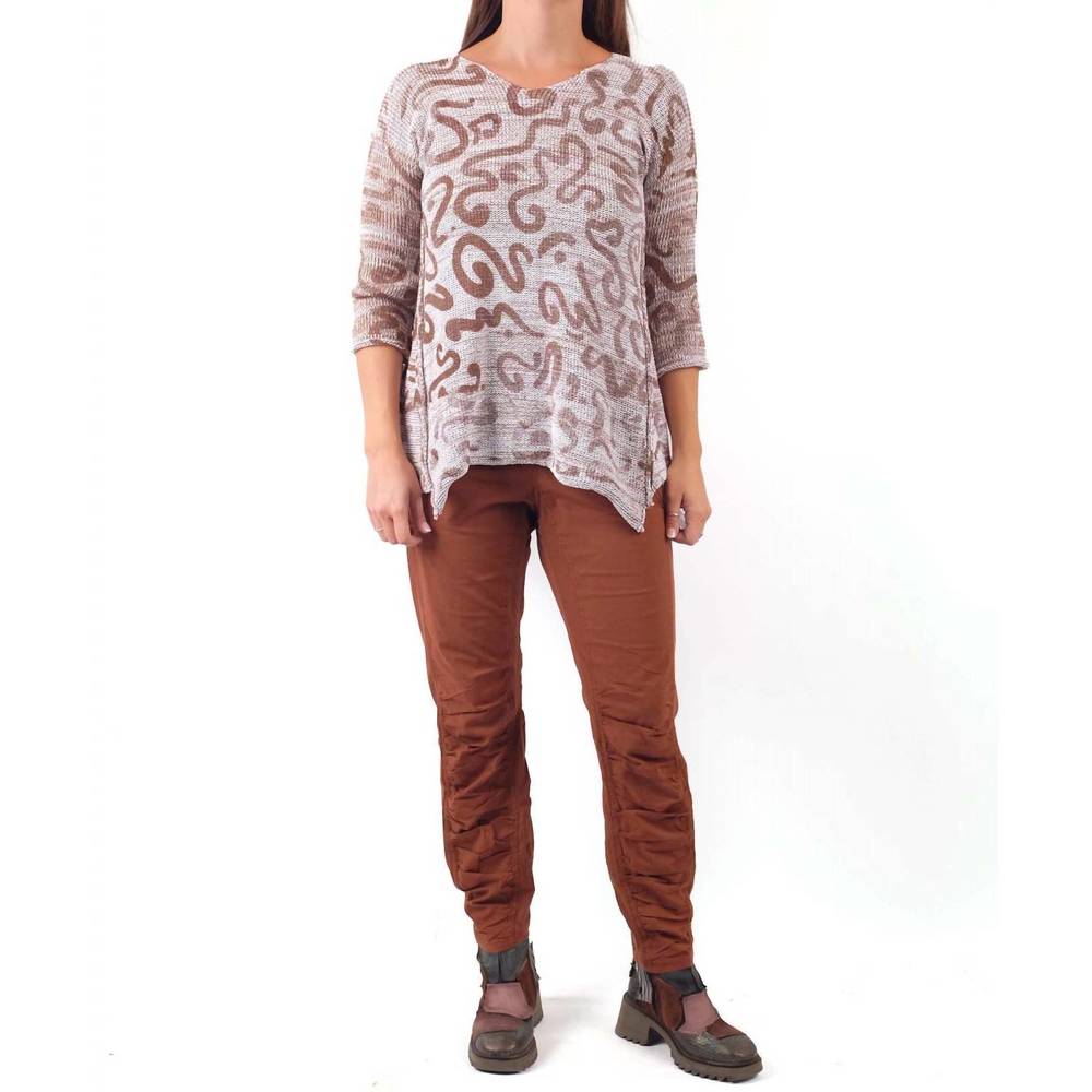 NEW PAPER TEMPLES valerie three quarter sleeve sweatshirt in copper squiggle